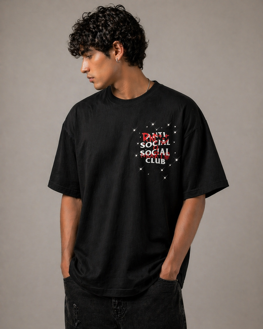 Playera Manga Corta Antisocial X Rico o Muerto