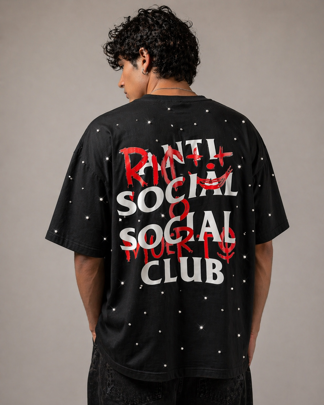 Playera Manga Corta Antisocial X Rico o Muerto